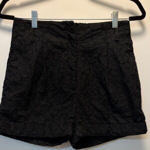 H&M Black High-Waist Eyelet Lace Shorts